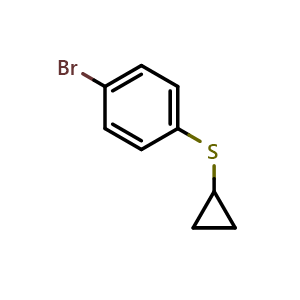 Chemical structure of 1-Bromo-4-(cyclopropylthio)benzene , CAS 411229-63-5, AChemBlock AD256840