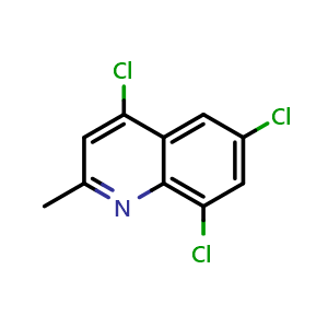 Chemical structure of 2-Methyl-4,6,8-trichloroquinoline , CAS 1204-14-4, AChemBlock AD256890
