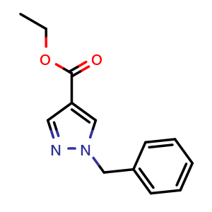 Chemical structure of Ethyl 1-benzyl-1H-pyrazole-4-carboxylate , CAS 150559-94-7, AChemBlock AD256895
