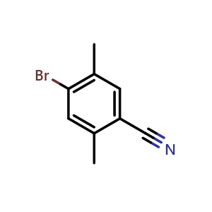 Chemical structure of 4-Bromo-2,5-dimethylbenzonitrile , CAS 292037-85-5, AChemBlock AD256908
