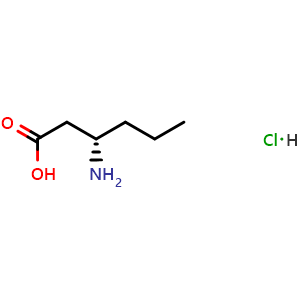 Chemical structure of (S)-3-Aminohexanoic acid hydrochloride , CAS 64234-61-3, AChemBlock AD256915