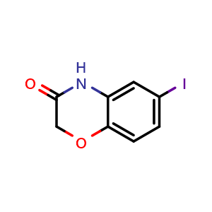 Chemical structure of 6-Iodo-2H-benzo[b][1,4]oxazin-3(4H)-one , CAS 98557-97-2, AChemBlock AD256923