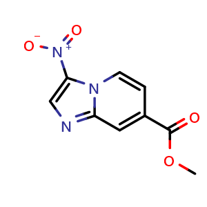 Chemical structure of Methyl 3-nitroimidazo[1,2-a]pyridine-7-carboxylate , CAS 1823865-12-8, AChemBlock AD256960