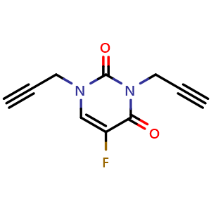Chemical structure of 5-Fluoro-1,3-di(prop-2-yn-1-yl)pyrimidine-2,4(1H,3H)-dione , CAS 83472-55-3, AChemBlock AD256992