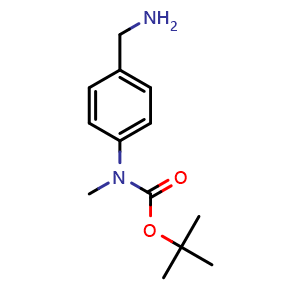 Chemical structure of tert-Butyl 4-(aminomethyl)phenyl(methyl)carbamate , CAS 191871-91-7, AChemBlock AD257008