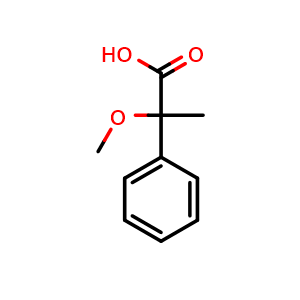 Chemical structure of 2-Methoxy-2-phenylpropanoic acid , CAS 7472-67-5, AChemBlock AD257024