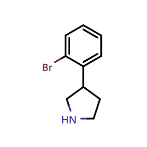 Chemical structure of 3-(2-Bromophenyl)pyrrolidine , CAS 1203686-38-7, AChemBlock AD257042