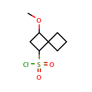 Chemical structure of 3-methoxyspiro[3.3]heptane-1-sulfonyl chloride , CAS 1936124-60-5, AChemBlock AD257044
