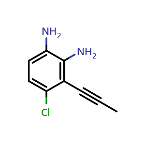 Chemical structure of 4-chloro-3-(prop-1-yn-1-yl)benzene-1,2-diamine , CAS 2582099-82-7, AChemBlock AD257045
