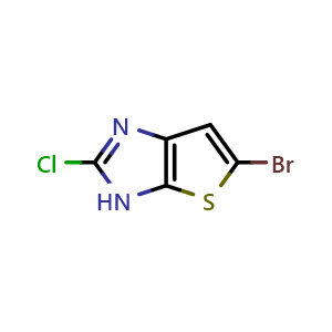 Chemical structure of 5-bromo-2-chloro-3H-thieno[2,3-d]imidazole , CAS 1540043-76-2, AChemBlock AD257062