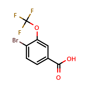 Chemical structure of 4-Bromo-3-(trifluoromethoxy)benzoic acid , CAS 1008769-87-6, AChemBlock AD257081