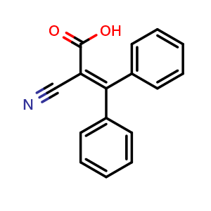 Chemical structure of 2-Cyano-3,3-diphenylpropenoic acid , CAS 10380-41-3, AChemBlock AD257102