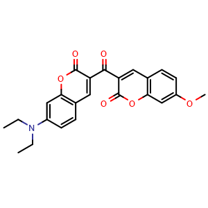 Chemical structure of 7-Diethylamino-7'-methoxy-3,3'-carbonylbiscoumarine , CAS 106618-32-0, AChemBlock AD257120