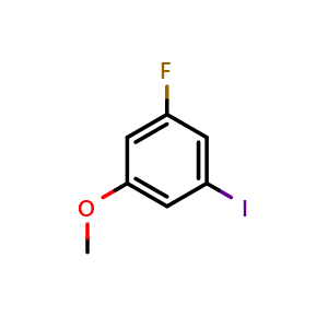 Chemical structure of 1-fluoro-3-iodo-5-methoxybenzene , CAS 1167056-58-7, AChemBlock AD257159