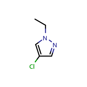 Chemical structure of 4-chloro-1-ethyl-1H-pyrazole , CAS 1171076-88-2, AChemBlock AD257162