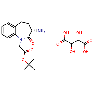 Chemical structure of tert-Butyl 3S-amino-2,3,4,5-tetrahydro-1H-[1]benaepin-2-one-1-acetate tartrate , CAS 117770-66-8, AChemBlock AD257167