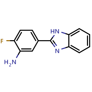 Chemical structure of 5-(1H-1,3-benzodiazol-2-yl)-2-fluoroaniline , CAS 1183634-12-9, AChemBlock AD257171