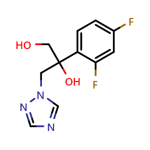 Chemical structure of 2-(2,4-Difluorophenyl)-3-(1H-1,2,4-triazol-1-yl)propane-1,2-diol , CAS 118689-07-9, AChemBlock AD257175