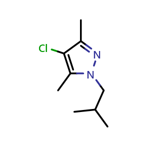 Chemical structure of 4-Chloro-1-isobutyl-3,5-dimethyl-1H-pyrazole , CAS 1205506-63-3, AChemBlock AD257189