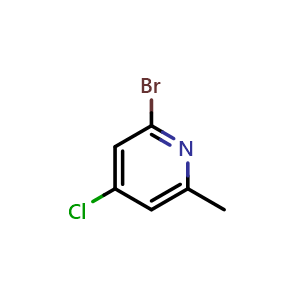 Chemical structure of 2-Bromo-4-chloro-6-methylpyridine , CAS 1206249-38-8, AChemBlock AD257190