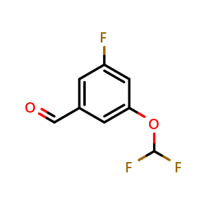 Chemical structure of 3-(Difluoromethoxy)-5-fluorobenzaldehyde , CAS 1214386-38-5, AChemBlock AD257195