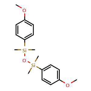 Chemical structure of (4-Methoxyphenyl)({[(4-methoxyphenyl)dimethylsilyl]oxy})dimethylsilane , CAS 122571-17-9, AChemBlock AD257204