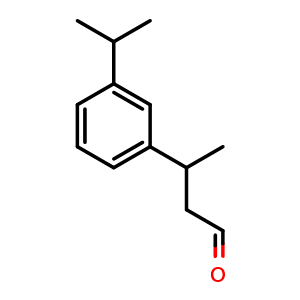 Chemical structure of 3-(3-isopropylphenyl)butanal , CAS 125109-85-5, AChemBlock AD257216