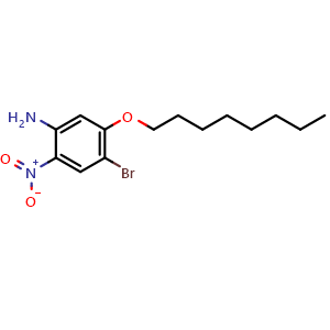 Chemical structure of 4-Bromo-2-nitro-5-octyloxyaniline , CAS 1255574-47-0, AChemBlock AD257219
