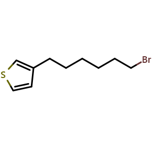 Chemical structure of 3-(6-bromohexyl)thiophene , CAS 125878-91-3, AChemBlock AD257223