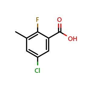 Chemical structure of 5-Chloro-2-fluoro-3-methylbenzoicacid , CAS 1263277-77-5, AChemBlock AD257232