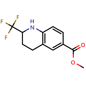 Chemical structure of Methyl 2-(trifluoromethyl)-1,2,3,4-tetrahydroquinoline-6-carboxylate , CAS 1283718-31-9, AChemBlock AD257240