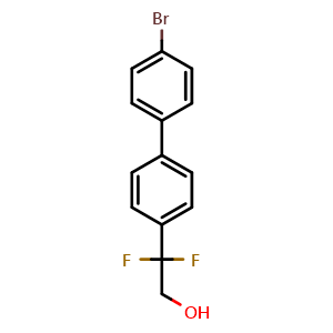 Chemical structure of 2-(4'-Bromo-[1,1'-biphenyl]-4-yl)-2,2-difluoroethan-1-ol , CAS 1296274-23-1, AChemBlock AD257247