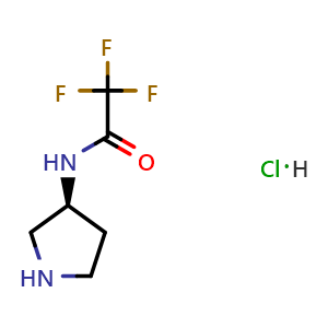 Chemical structure of (3S)-(-)-3-(Trifluoroacetamido)pyrrolidine hydrochloride , CAS 132883-43-3, AChemBlock AD257261