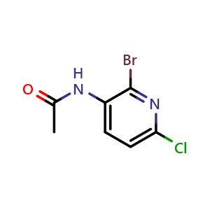 Chemical structure of N-(2-Bromo-6-chloropyridin-3-yl)acetamide , CAS 1352823-81-4, AChemBlock AD257275