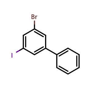 Chemical structure of 3-Bromo-5-iodo-1,1'-biphenyl , CAS 136649-44-0, AChemBlock AD257285