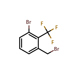Chemical structure of 3-Bromo-2-(trifluoromethyl)benzyl bromide , CAS 1428940-11-7, AChemBlock AD257307