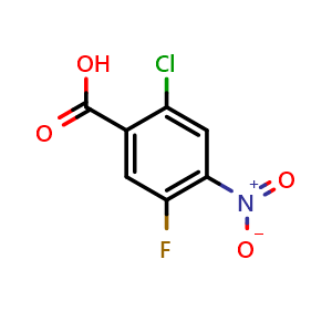 Chemical structure of 2-Chloro-5-fluoro-4-nitro-benzoic acid , CAS 149903-77-5, AChemBlock AD257335