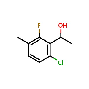 Chemical structure of 1-(6-Chloro-2-fluoro-3-methylphenyl)ethanol , CAS 1501628-94-9, AChemBlock AD257337