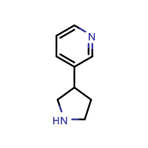 Chemical structure of 3-(3-Pyrrolidinyl)pyridine dihydrochloride , CAS 150281-46-2, AChemBlock AD257339