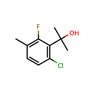 Chemical structure of 2-(6-Chloro-2-fluoro-3-methylphenyl)propan-2-ol , CAS 1534953-20-2, AChemBlock AD257348