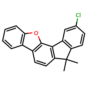 Chemical structure of 10-Chloro-7,7-dimethyl-7H-12-oxa-indeno[1,2-a]fluorene , CAS 1567814-82-7, AChemBlock AD257354
