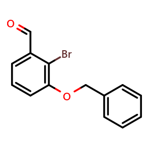 Chemical structure of 2-Bromo-3-phenylmethoxybenzaldehyde , CAS 158584-99-7, AChemBlock AD257355