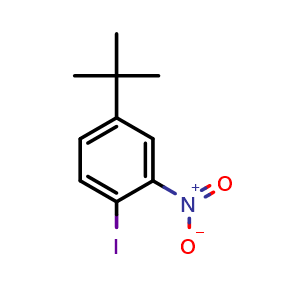Chemical structure of 4-(1,1-Dimethylethyl)-1-iodo-2-nitrobenzene , CAS 159724-39-7, AChemBlock AD257357