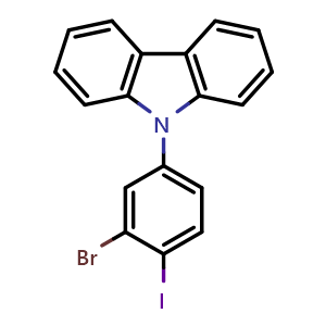 Chemical structure of 9-(3-Bromo-4-iodophenyl)-9H-carbazole , CAS 1638533-90-0, AChemBlock AD257370