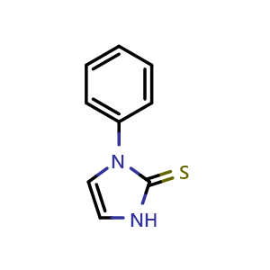 Chemical structure of 1-Phenyl-1h-imidazole-2-thiol , CAS 17452-09-4, AChemBlock AD257388