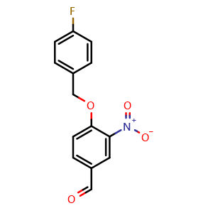 Chemical structure of 4-[(4-Fluorobenzyl)oxy]-3-nitrobenzenecarbaldehyde , CAS 175136-18-2, AChemBlock AD257393