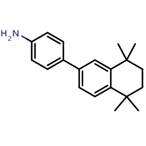 Chemical structure of 4-(5,6,7,8-Tetrahydro-5,5,8,8-tetramethyl-2-naphthalenyl)benzenamine , CAS 1770189-57-5, AChemBlock AD257398