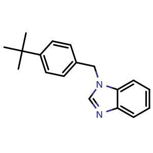 Chemical structure of 1-(4-(tert-butyl)benzyl)-1H-benzo[d]imidazole , CAS 180127-82-6, AChemBlock AD257408
