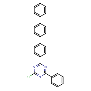 Chemical structure of 2-([1,1':4',1''-Terphenyl]-4-yl)-4-chloro-6-phenyl-1,3,5-triazine , CAS 1821147-85-6, AChemBlock AD257423