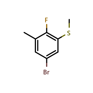 Chemical structure of (5-Bromo-2-fluoro-3-methylphenyl)(methyl)sulfane , CAS 1822862-39-4, AChemBlock AD257425